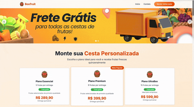 Demo do Personalização de Pedidos Boxfruit